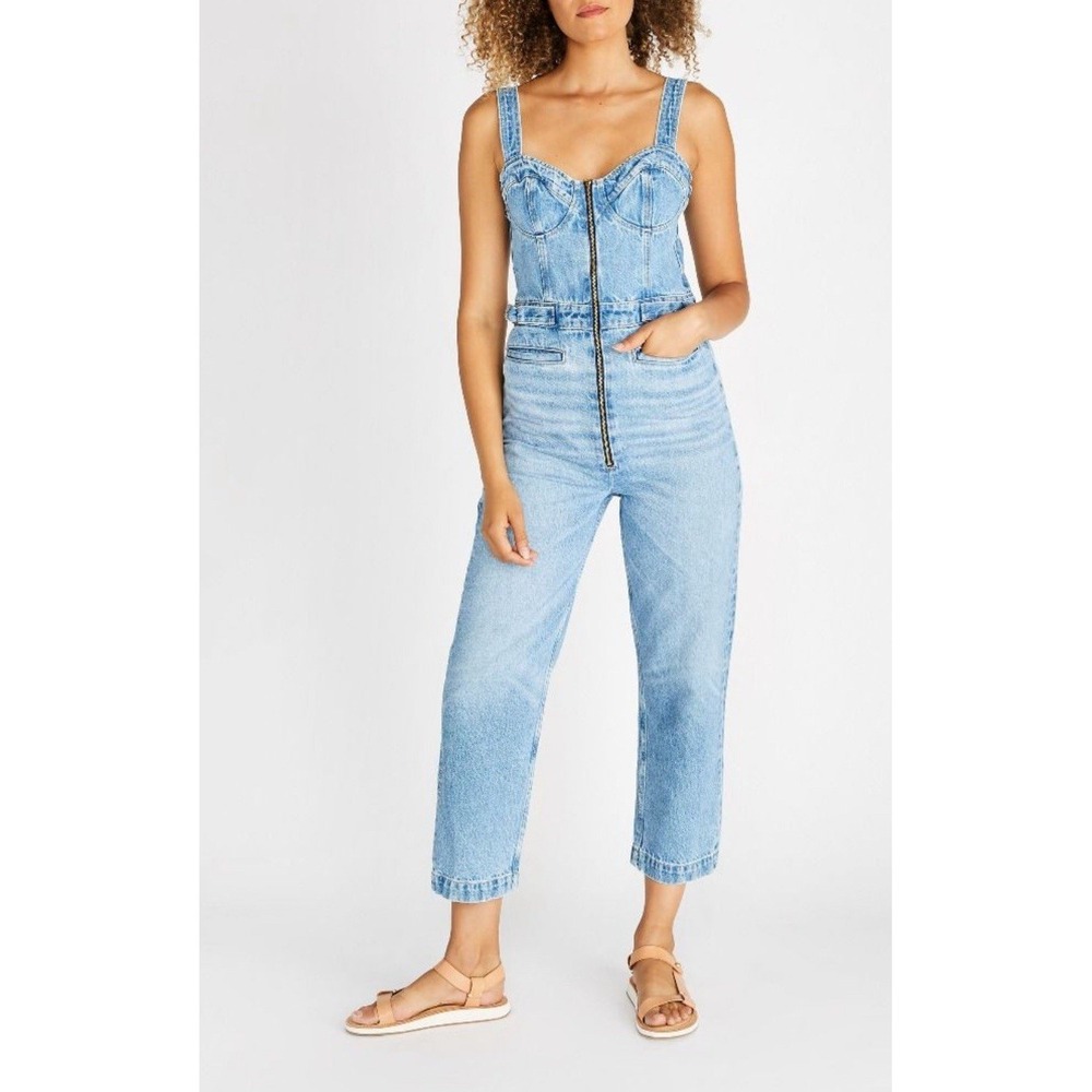 Etica Women's  XS‎ Darla Bustier Denim Jean Jumpsuit Crop Sustainable Seafarer